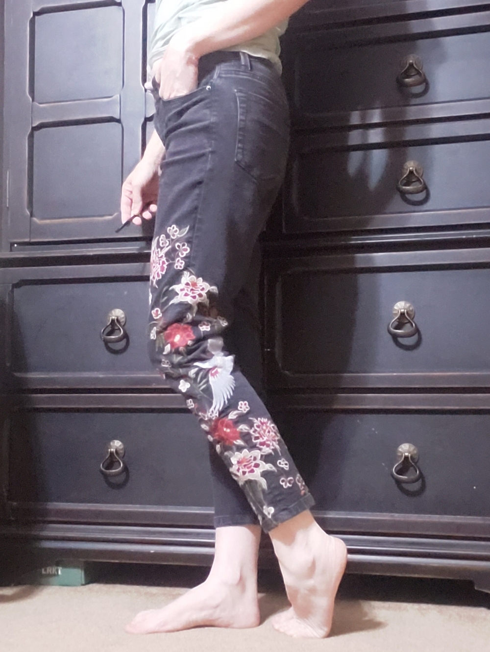 Nanette Lepore - Dark Skinny Jeans with Beautiful Embroidery - Picture 3 of 15